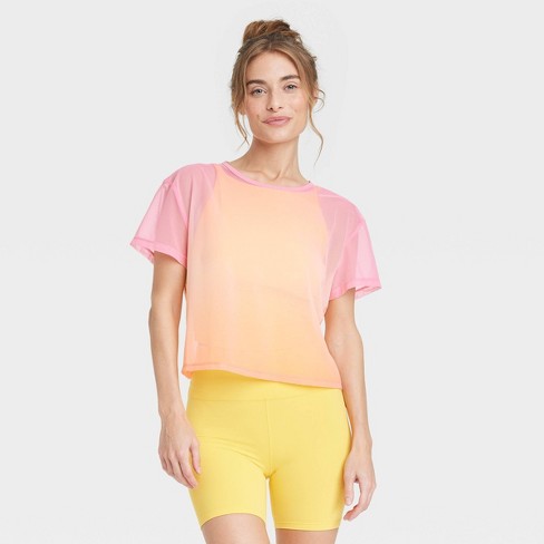 pink mesh t shirt