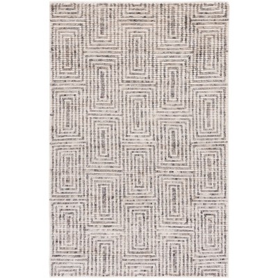 Hand-Knotted Ivory Wool Rectangular Area Rug