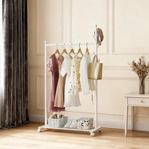 Metal Clothing Rack with Wheels, Rolling Clothes Racks for Hanging Clothes, Moveable Standing Garment Rack Clothes Hanger Racks for Small Space - 1 of 4