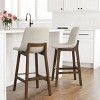 South Bar Stool Set Of 2 and 4, Fabric Upholstered Barstools with Solid Wood Legs and Footrest for Dining Room, Kitchen Island - Maison Boucle - 2 of 4