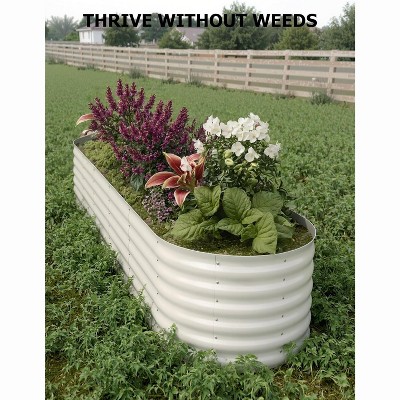 2PCS Galvanized Raised Garden Beds 4x2x2 FT, Beige, Self-Watering Metal Planters, Oval Decorative Raised Beds, Beige
