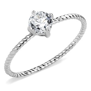 Slickblue Women’s Stainless Steel Ring, Clear CZ Center, Twisted Band Engagement Ring, No Plating, Sizes 5-10 - 1 of 4