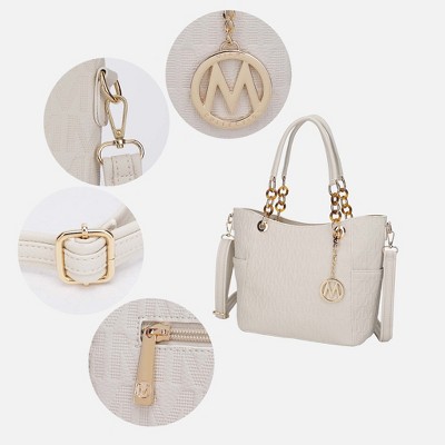 MKF Collection Structured Tote Bag Logo Embossed Acrylic Link, Rylee | MKF Collection by Mia K - Chocolate — фото 4