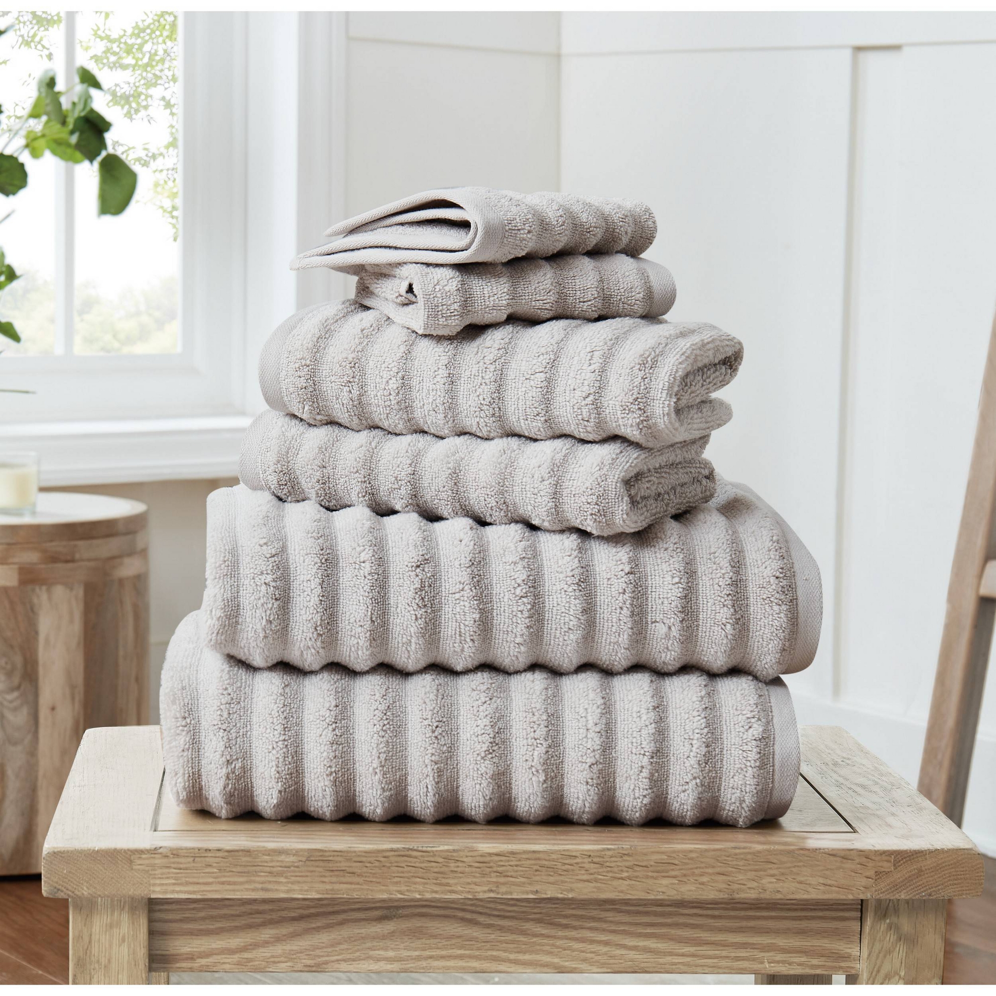Christian Siriano 6pc Textured Zero Twist Bath Towel Set Light Gray