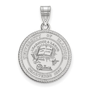 Black Bow Jewelry Sterling Silver Illinois Fighting Illini NCAA Large Pendant - 1 of 3