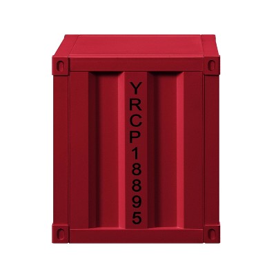 Cargo Container Red Metal Frame Nightstand 20" with Shelf