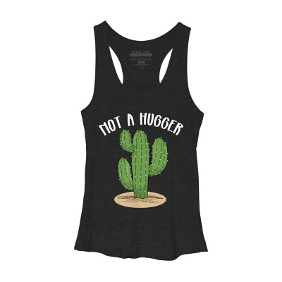 Women's Design By Humans Not A Hugger Tshirt Botanical Cactus Tee Introvert Succulent By Luckyst Racerback Tank Top