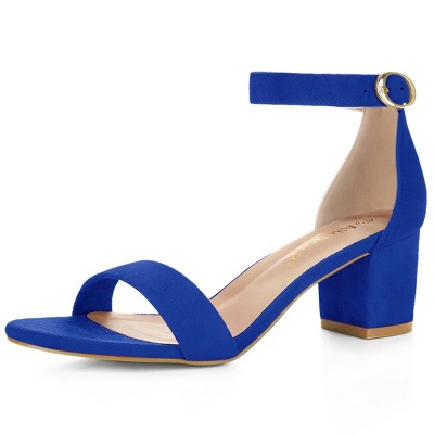 Allegra K Women's Open Toe Block Heel Adjustable Buckled Ankle Strap Sandals
