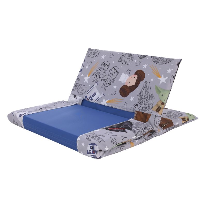 Star Wars Welcome to the Galaxy Navy and Gray Yoda, Princess Leia, R2-D2 , Chewbacca, and Darth Vader Preschool Nap Pad Sheet, 5 of 6