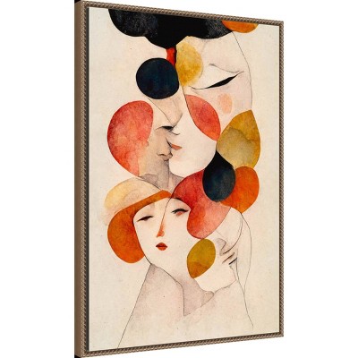 The Loving No 2 Abstract Faces Canvas Wall Art with Bronze Frame