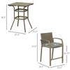 3 PCS Rattan Wicker Bar Set with Wood Grain Top Table and 2 Bar Stools for Outdoor, Patio, Poolside, Garden - 3 of 4