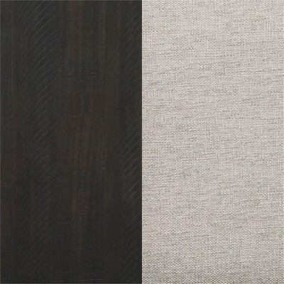 Elliston Gray and Beige Wood Backless Saddle Counter Stool