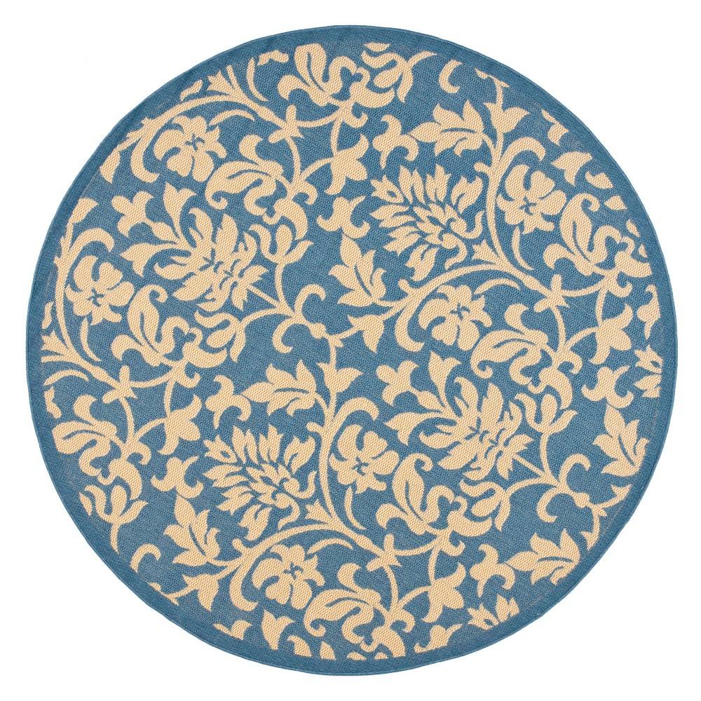 6'7in Round Opole Outdoor Patio Rug Blue/Natural - Safavieh