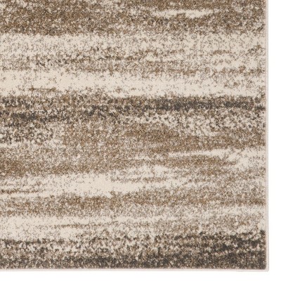Beige Abstract Impressions 6'x9' Easy-Care Synthetic Area Rug