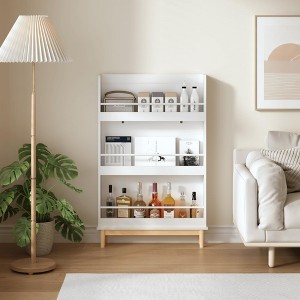 ORRD Wall-Mounted Kids Bookshelf - 3 Front-Facing Shelves, White with Natural Wood Base - 1 of 4