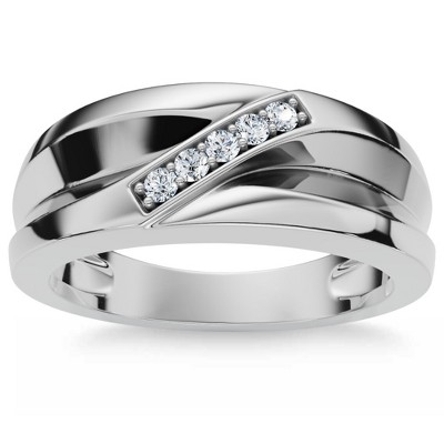 Pompeii3 Men's Diamond Wedding Ring Lab Created 10k Gold