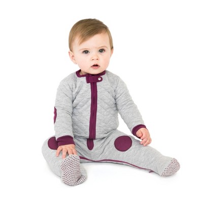 baby deedee Sleepsie Footie Pajamas Gray Mauve 6-12M