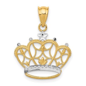 Black Bow Jewelry 14k Yellow Gold and White Rhodium Two Tone Crown Pendant, 19mm - 1 of 4