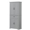 TiramisuBest Tall Bathroom Cabinet with Four Doors, Large Storage Space Open Shelve, Upper Storage Cabinet, Black - 4 of 4