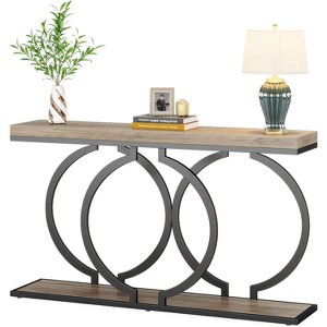 Dexmalle Narrow Long Entryway Sofa Table with Geometric Metal Frame - 1 of 4