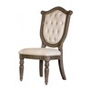 Royal Hampton Side Dining Chair Set of 2, Weathered Oak Wood, Tufted Beige Fabric - 3 of 4