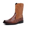 Santimon Men's Crocodile Western Cowboy Boots, Side Zipper, Mid Calf Wide Square Toe Boots - 2 of 4