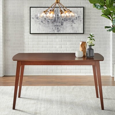 Mid-Century Walnut 7-Piece Dining Set with Dark Gray Cushions