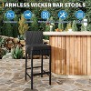 Rattan Bar Chair, Bar Stool with Cushions, Kitchen Barstool, Patio Wicker Chair Height Stool Set, Home Bar Seating for Indoor Outdoor, Backyard - 4 of 4