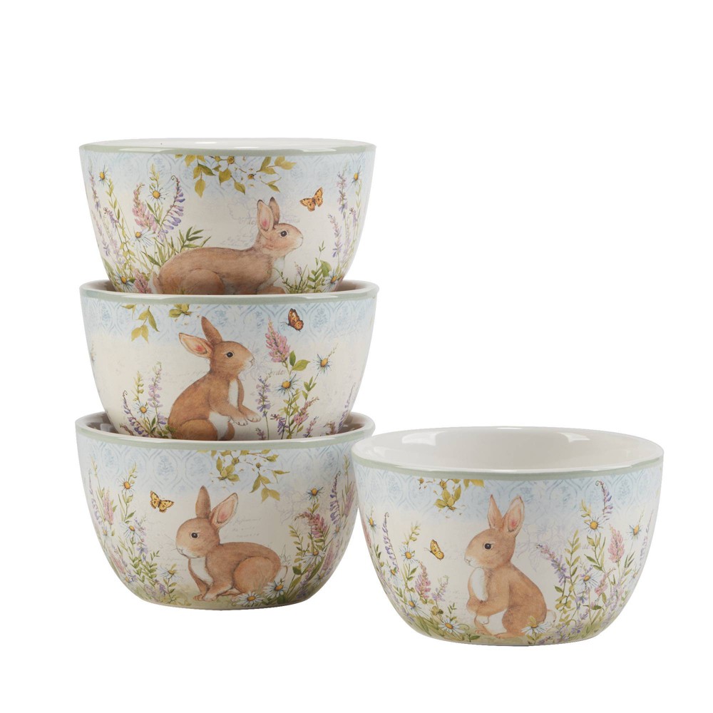 Certified International (Set of 4) 24oz Easter Meadow Ice Cream Bowls