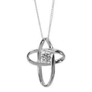 Dicksons Open Mobius Cross Silver Plated 18 inch Cubic Zirconia Pendant Necklace - 1 of 1