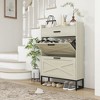 HOMCOM Slim Shoe Cabinet, Industrial Entryway Shoe Storage Cabinet with 2 Flip Drawers, Adjustable Shelves, Top Drawer for 12 Pairs - 3 of 4