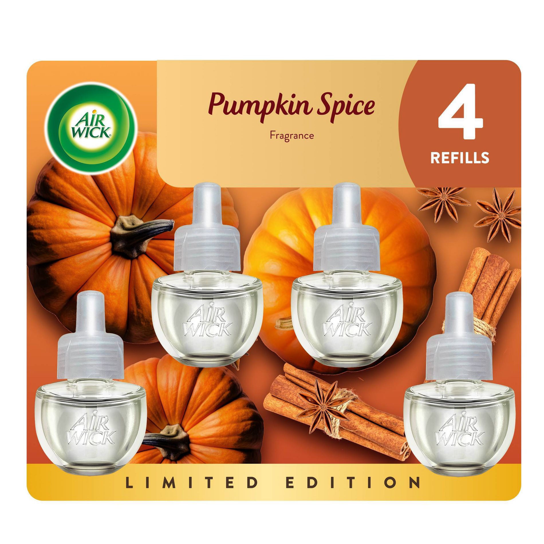 Air Wick Plug-in Scented Oil Air Freshener Refills - Pumpkin Spice - 4pk