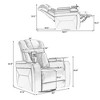 PU Leather 270° Swivel Power Recliner with Tray Table, Phone Holder, Cup Holders, USB Port & Hidden Arm Storage, Home Theater Individual Seat - 2 of 4