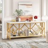 Gulches Industrial Vintage 2-Tier Console Sofa Table with Open Storage Shelf, White, 71" - 3 of 4