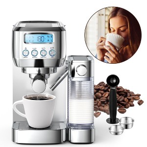 20-bar Coffee Maker, Stainless Steel Espresso Machine with Milk Frother, Adjustable Temp,Single/Double cup Brewing Filter,Fit for Lattes & Cappuccinos - 1 of 4