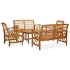 vidaXL Wooden Patio Lounge Set, 5-Piece - Garden Furniture Ensemble, Comprising Acacia Wood Framed Benches, Chair and a Coffee Table with Slatted Top - 2 of 4