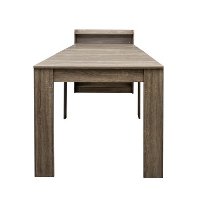 Vynxaria Dining Tables - Modern Extendable Dining Table with Storage in Brown Finish