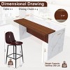 Modern Black Kitchen Island Dining Table with LED Lights and 2 Brown Bar Stools, Faux Marble Counter Height Set for Eat-in Kitchen-3irtyhousy - 4 of 4