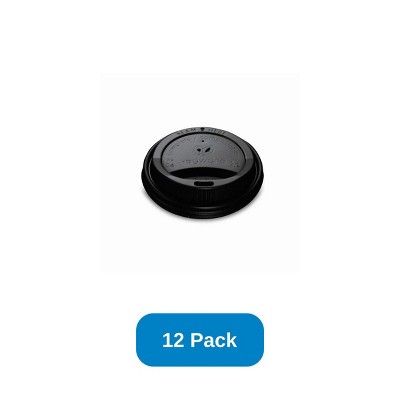 Vegware Lid for 8 oz Hot Cups Black Compostable CPLA - Pack of 12