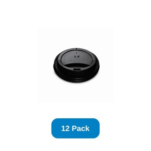 Vegware Lid for 8 oz Hot Cups Black Compostable CPLA - Pack of 12 - 1 of 3