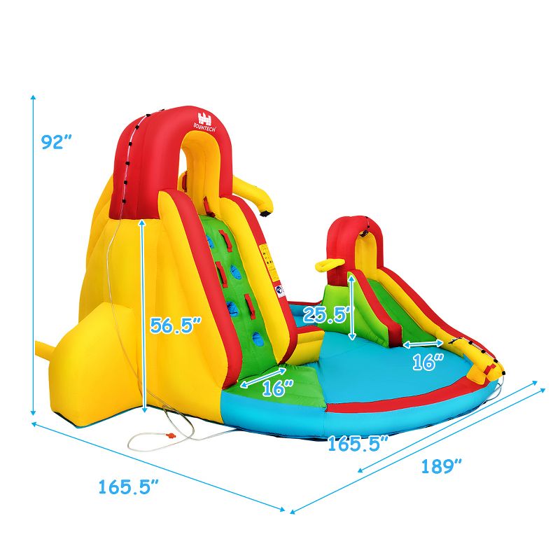 Costway Kids Inflatable Water Slide Park with Climbing Wall Water Cannon and Splash Pool, 3 of 11