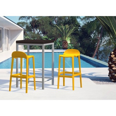 Joyous 35" Orange Resin Saddle Style Bar Stool Set