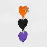 Heart Drop Earrings - Orange/Purple/black