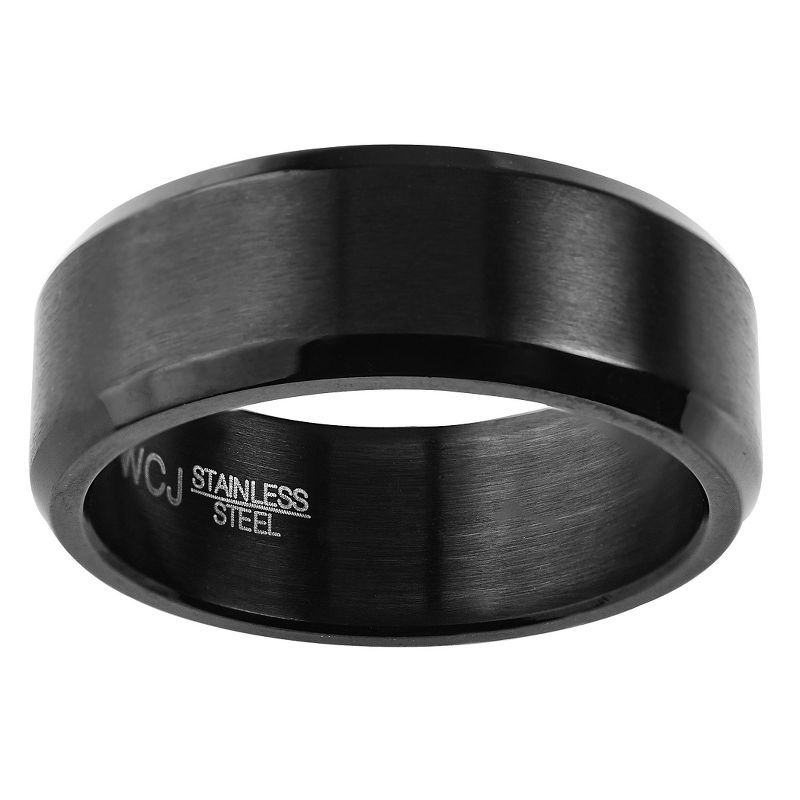 Men's West Coast Jewelry Blackplated Stainless Steel Satin and High Polished Ring, 2 of 6