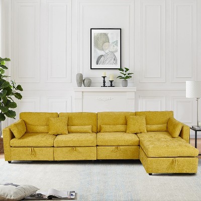 MyDepot Modern Sectional Sofa with Storage Function and 2 Pillows