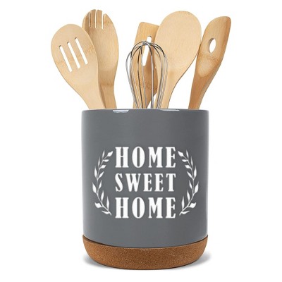 Elanze Designs Home Sweet Home Grey X-Large Cork Bottom Kitchen Utensil Holder