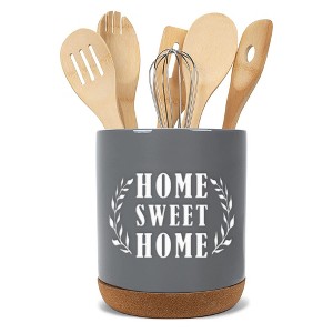 Elanze Designs Home Sweet Home Grey X-Large Cork Bottom Kitchen Utensil Holder - 1 of 4