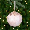 Northlight Glitter Feather Hanging Christmas Ball Ornament - 8" - Pink - 2 of 4