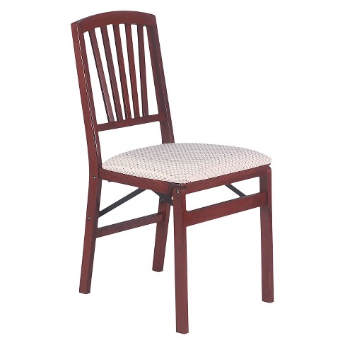 2 Piece Slat Back Folding Chair Cherry Stakmore