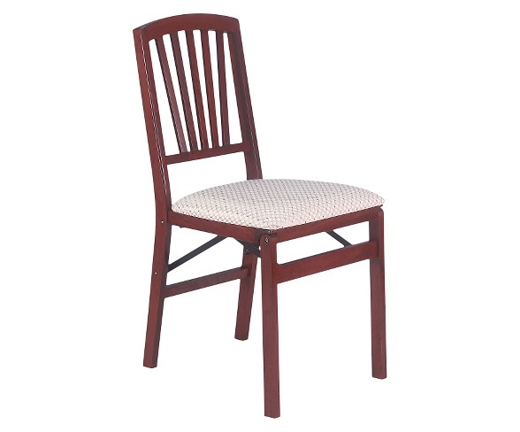 2 Piece Slat Back Folding Chair Cherry - Stakmore&#174;